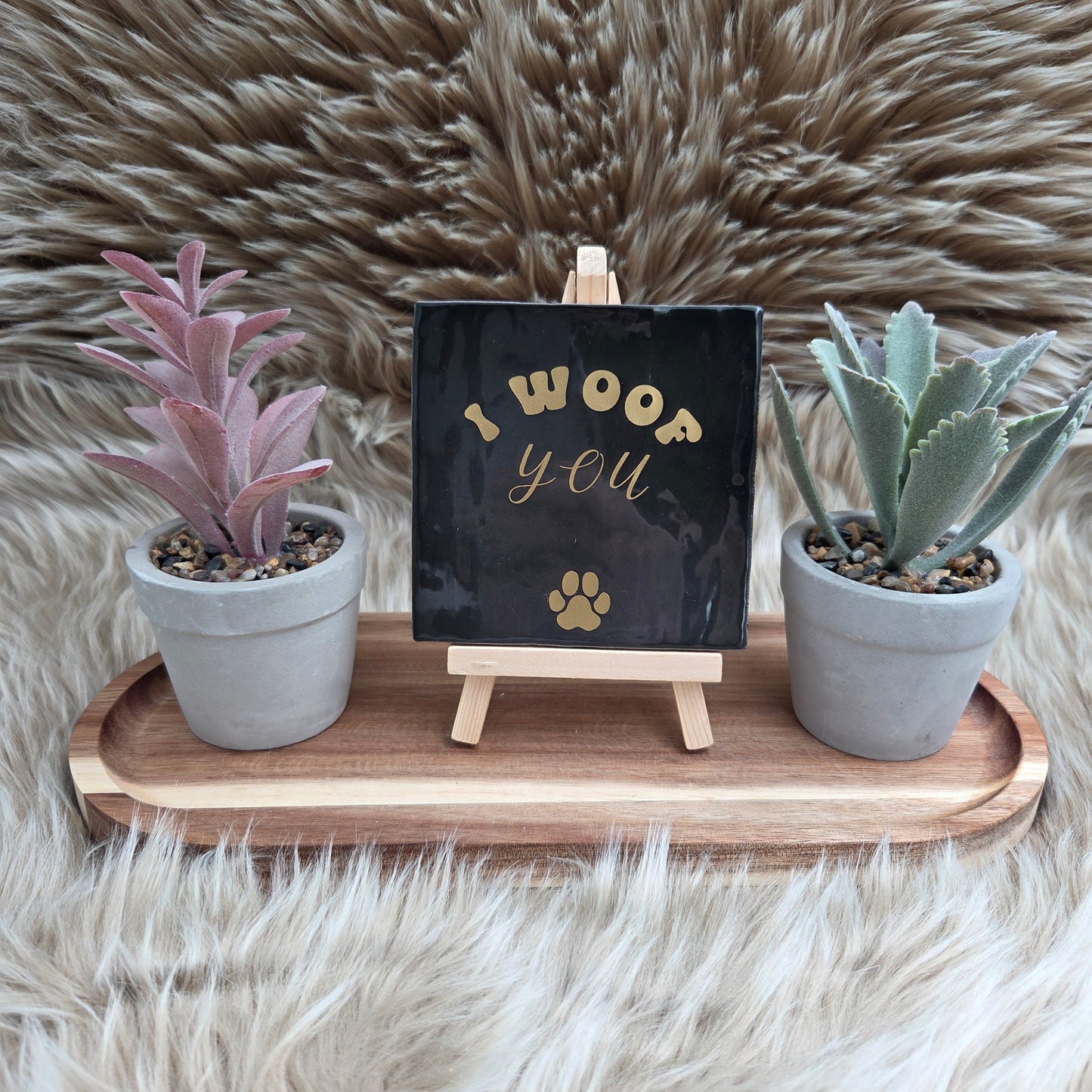 Robuust wenstegeltje met tekst: I woof you
