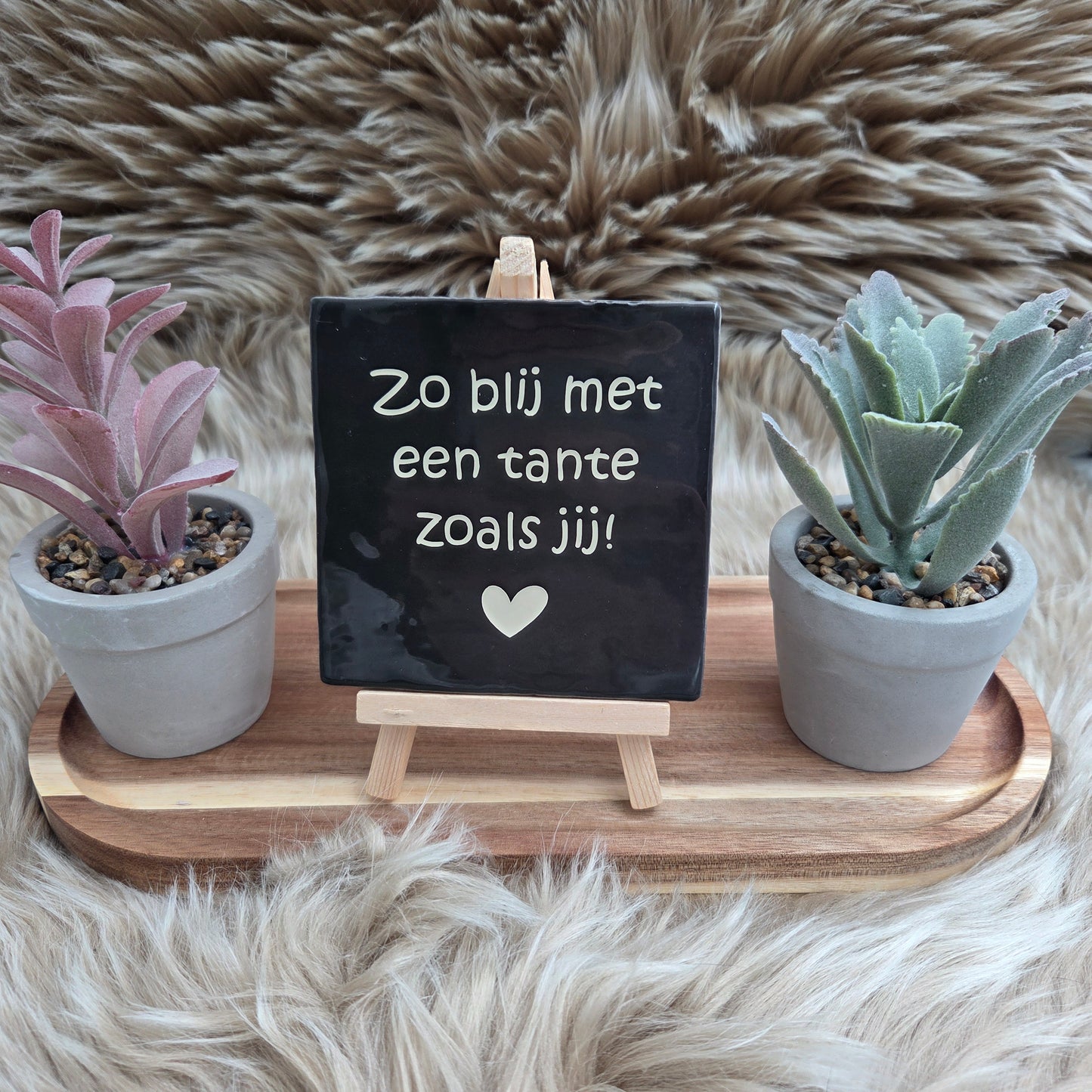 Robuust tegeltje met Tekst – Zo Blij met een Tante zoals Jij