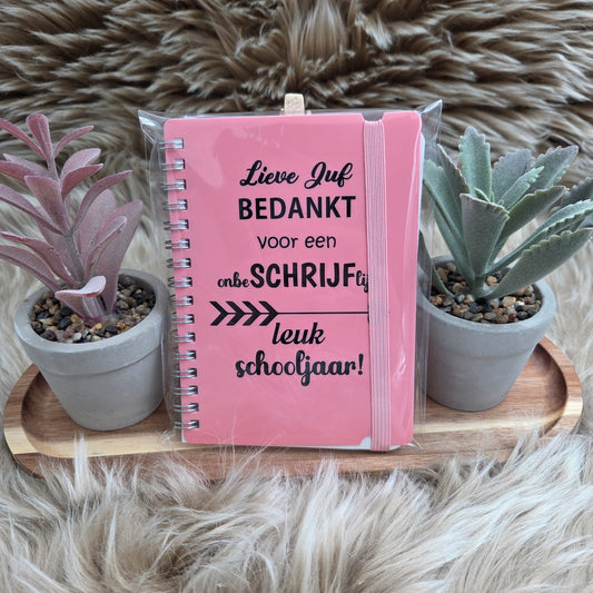 Notitieboekje A6 juf/meester bedankje