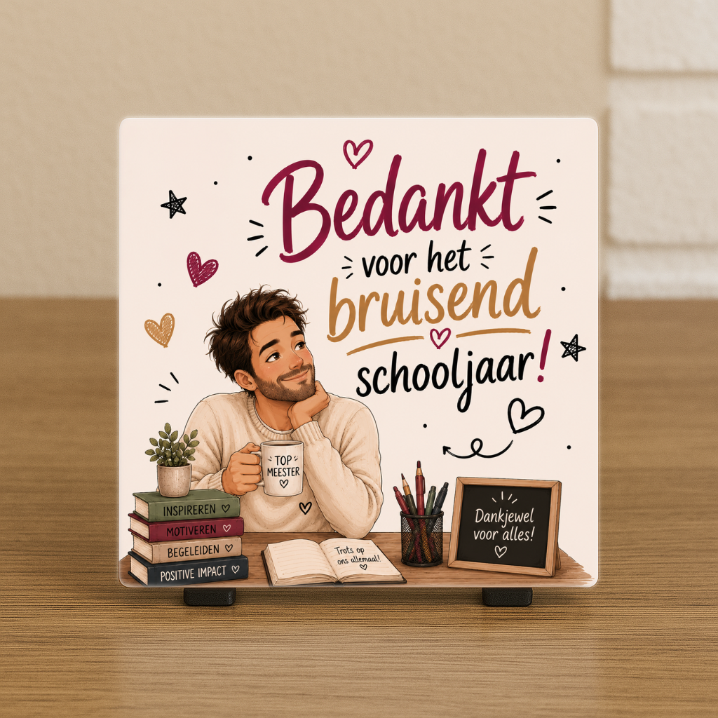Spreuktegeltje "Bedankt voor het bruisend schooljaar!"