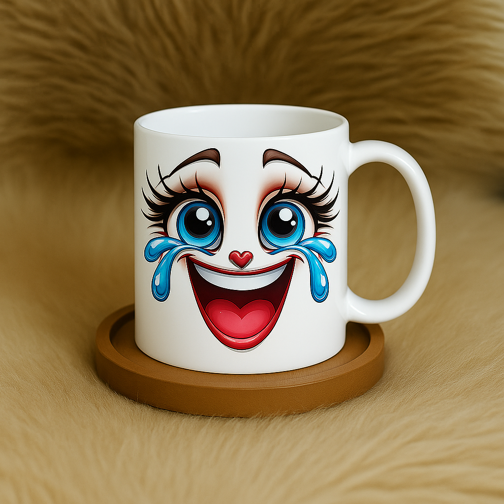 Keramieken Mok met Lachend Gezicht – Huilen van het Lachen Design