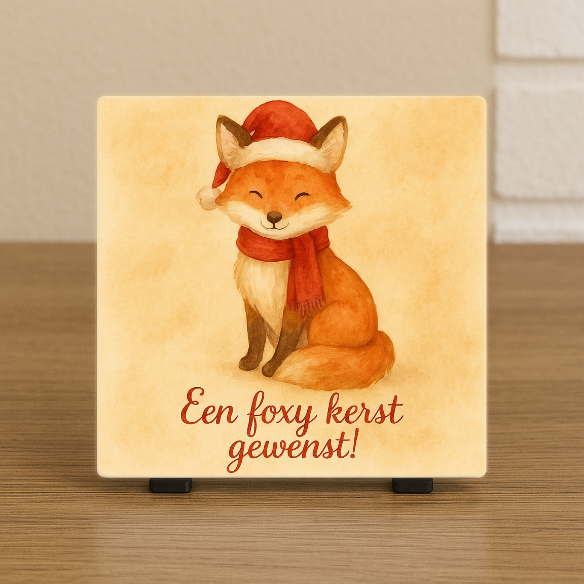Kerst Tegeltje Vos – Een Foxy Kerst Gewenst – Schattige Kerst Decoratie