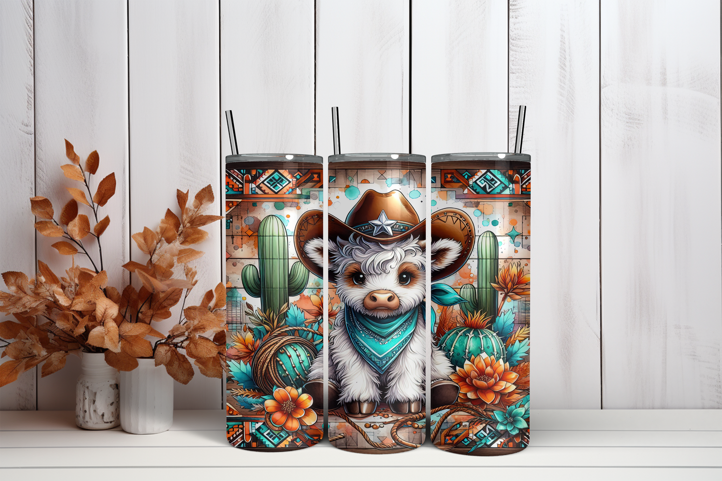 Tumbler cowboy highland cow