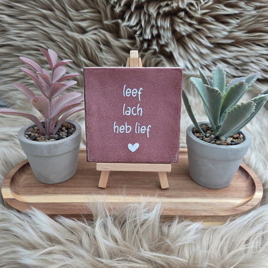 Robuust wenstegeltje: Leef lach heb lief