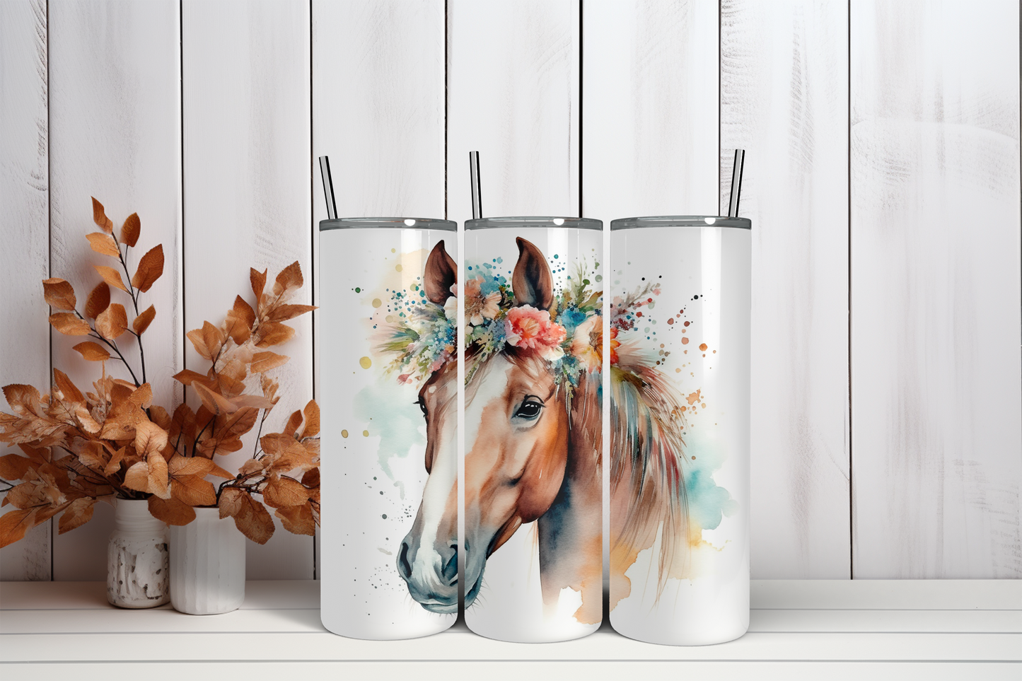 Tumbler paard bloemen