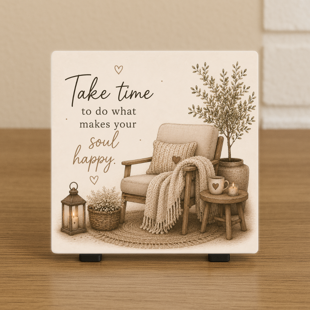 Spreuktegeltje: Take time to do what makes your soul happy