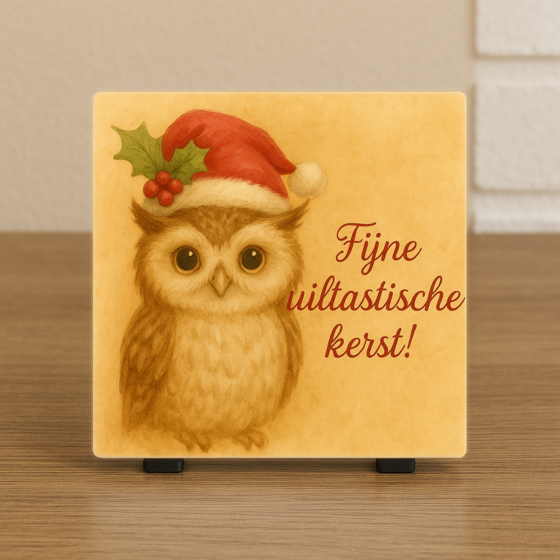 Kerst Tegeltje Uil – Fijne Uiltastische Kerst – Kerst Cadeau & Decoratie
