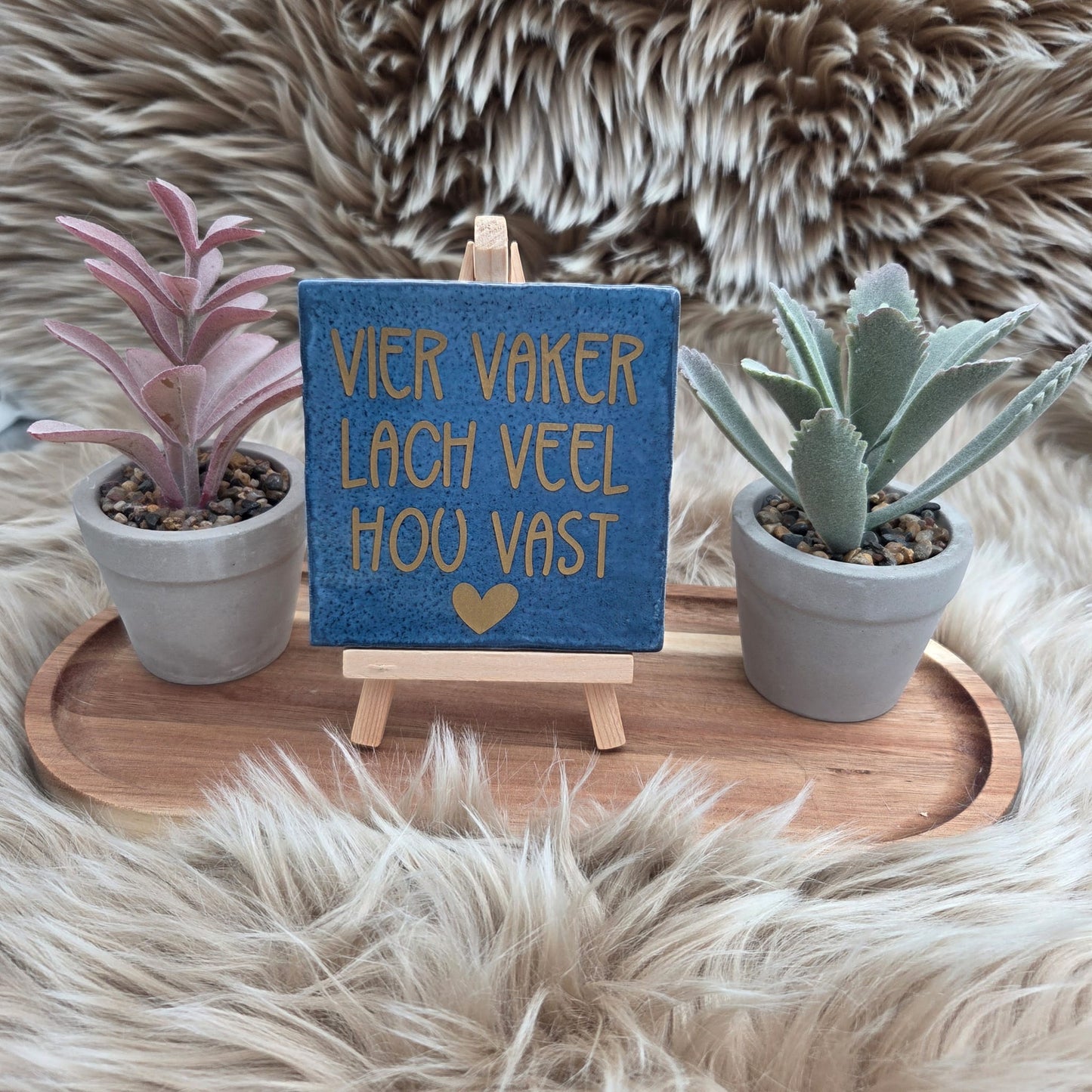 Vier vaker, lach veel, hou vast Robuust tegeltje