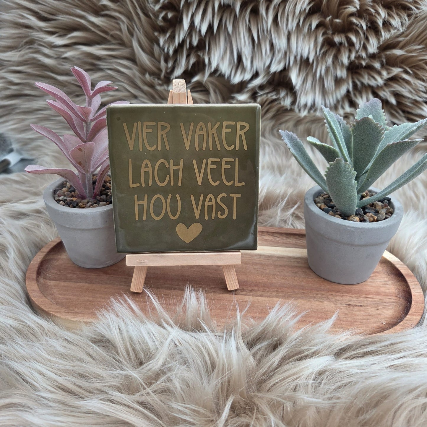 Vier vaker, lach veel, hou vast Robuust tegeltje