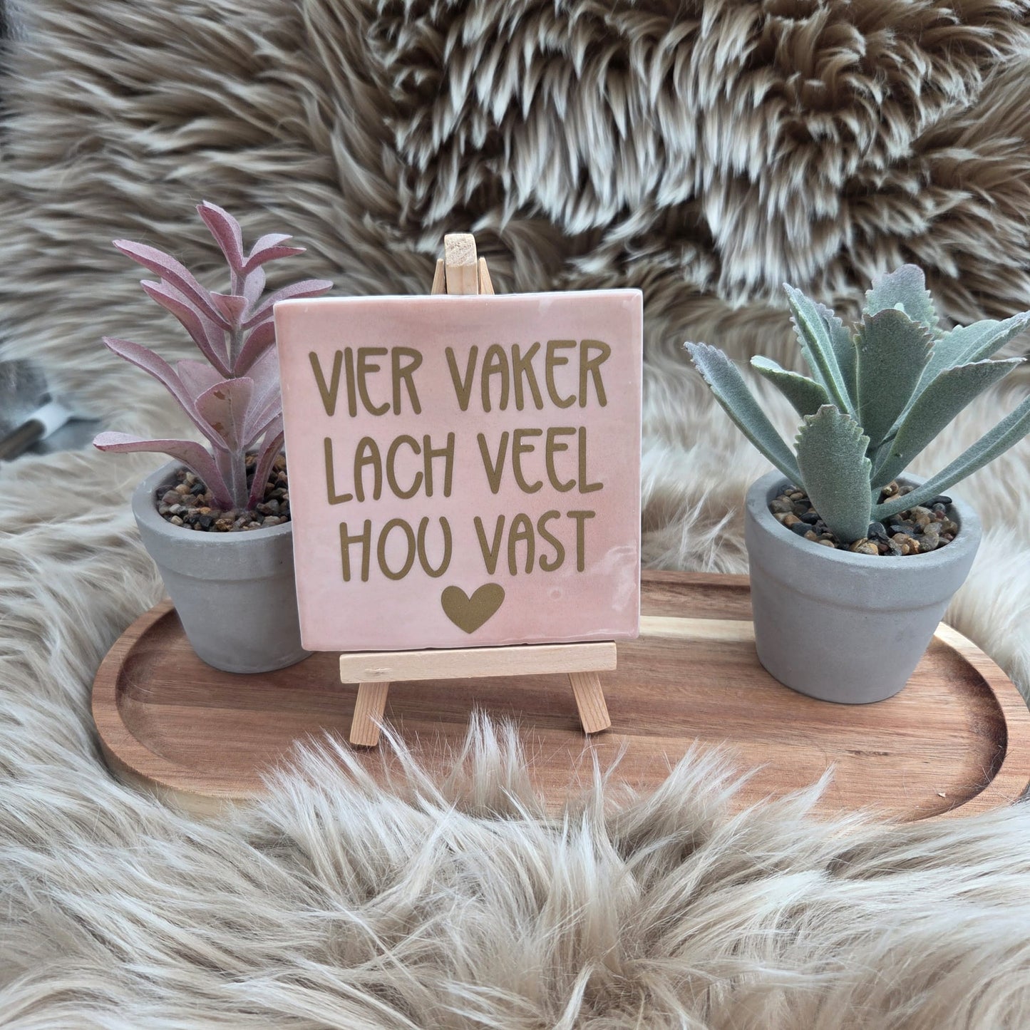 Vier vaker, lach veel, hou vast Robuust tegeltje