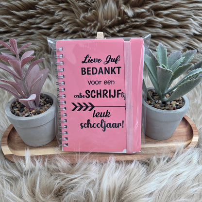 Notitieboekje A6 juf/meester bedankje