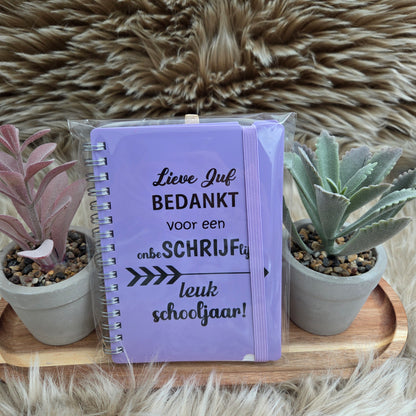 Notitieboekje A6 juf/meester bedankje