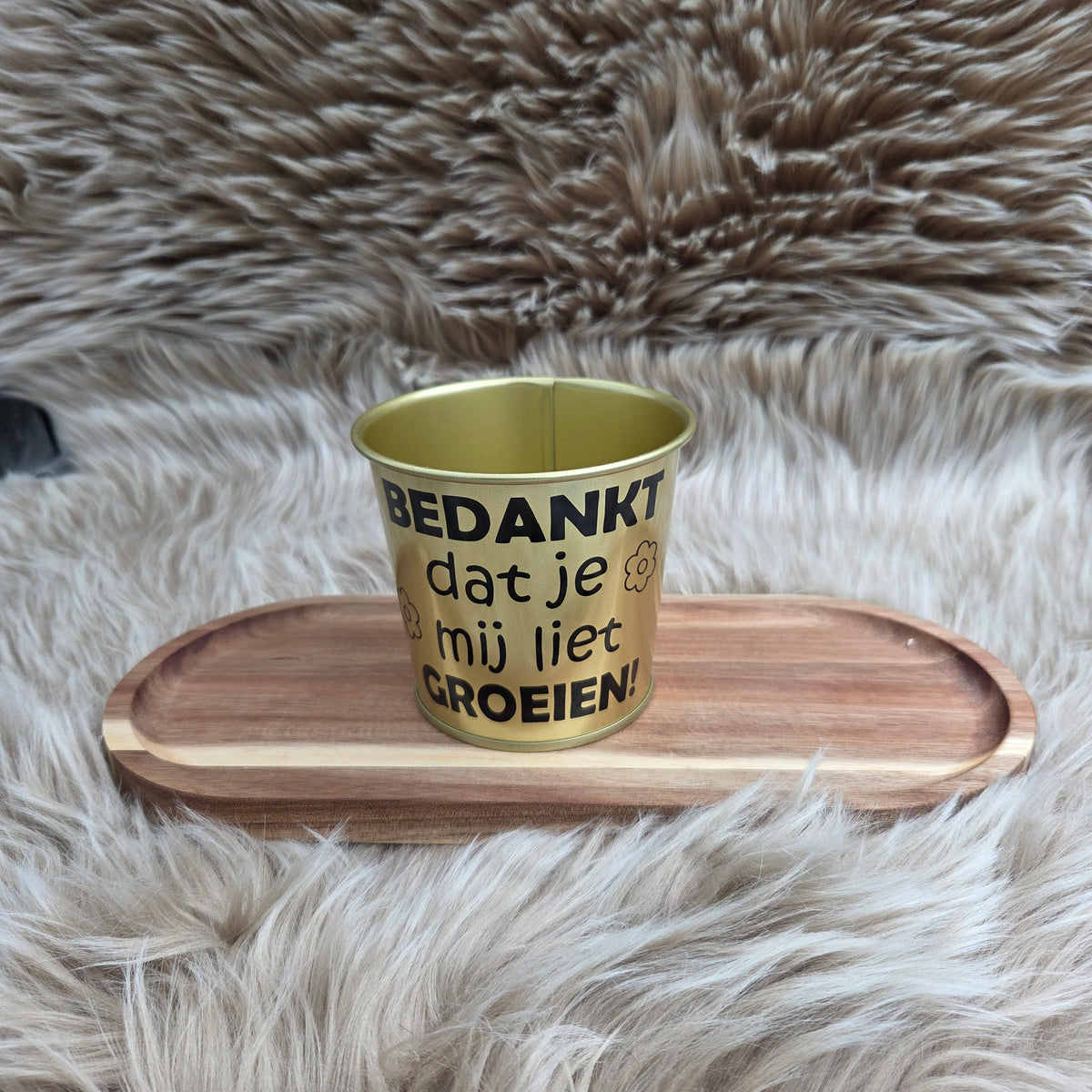 Bloempotje “Bedankt dat je mij liet groeien!”  – Cadeau Juf/Meester