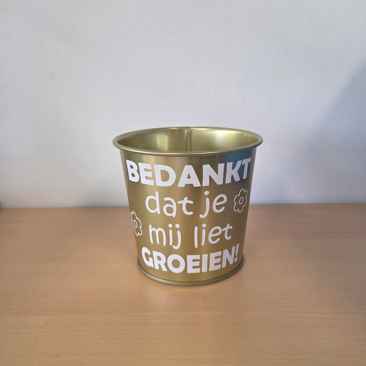 Bloempotje “Bedankt dat je mij liet groeien!”  – Cadeau Juf/Meester