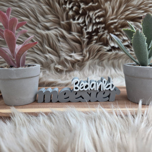 3D geprint wordpop meester bedankt