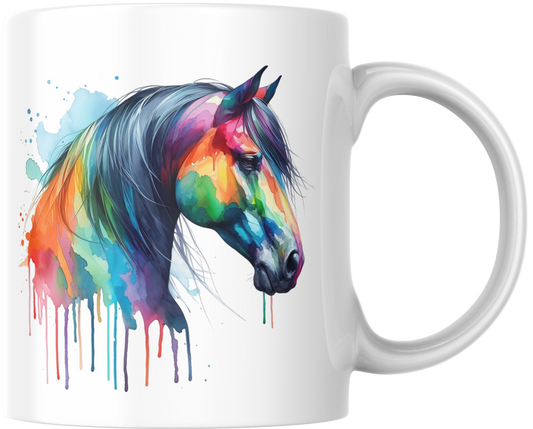 Regenboog Paard – Moderne aquarel