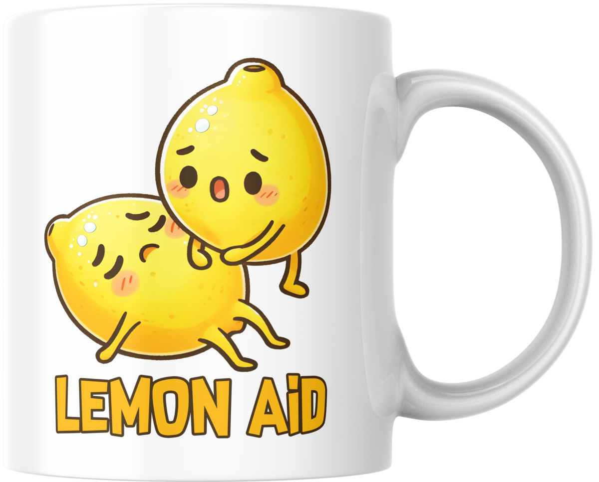 “Lemon Aid” – Schattige citroen-mok met woordgrap