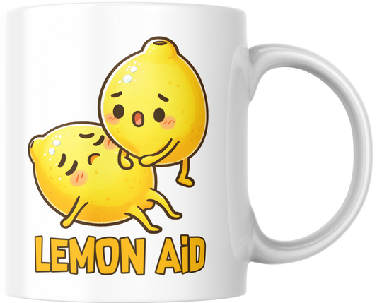 “Lemon Aid” – Schattige citroen-mok met woordgrap
