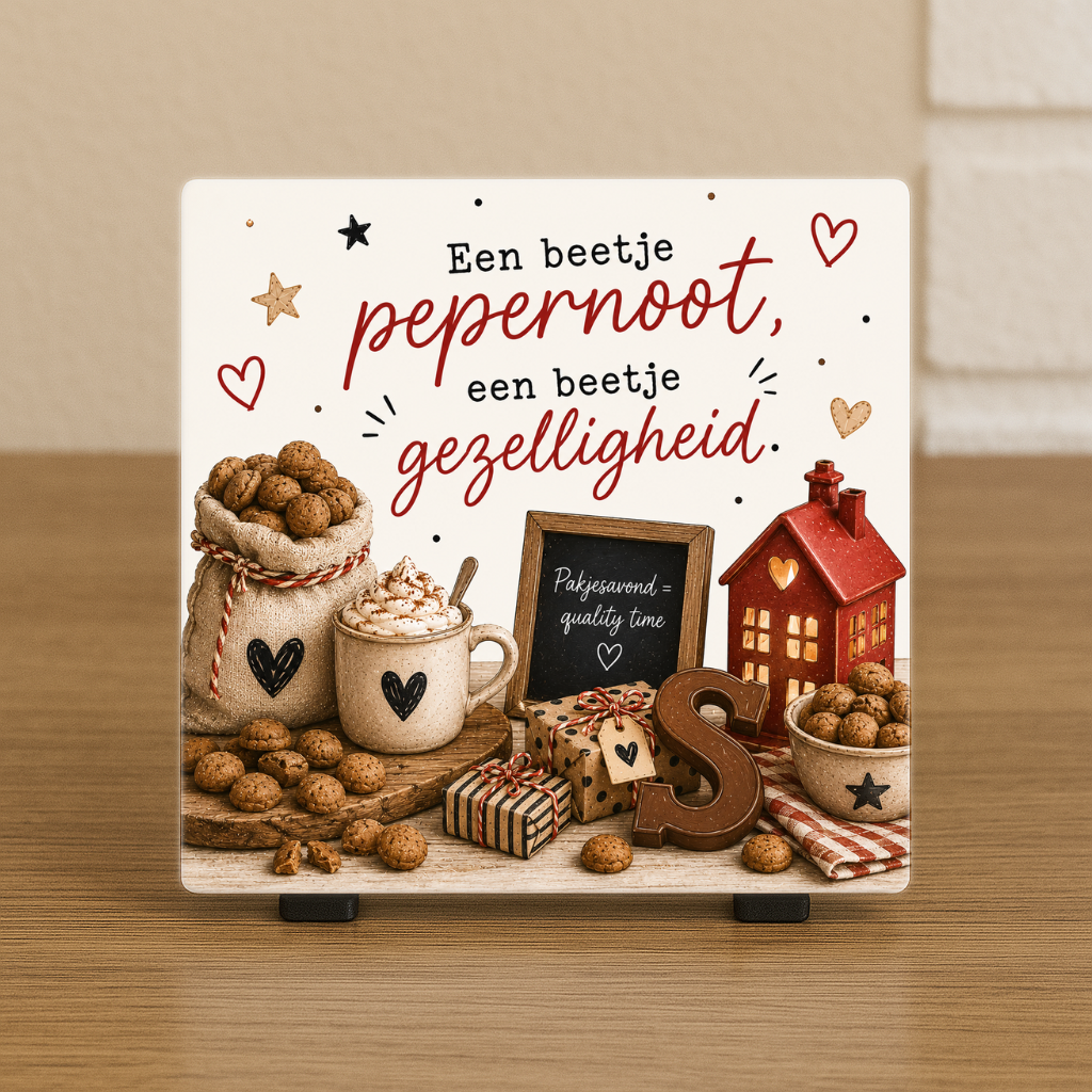 Spreuktegel: Een beetje pepernoot, een beetje gezelligheid.