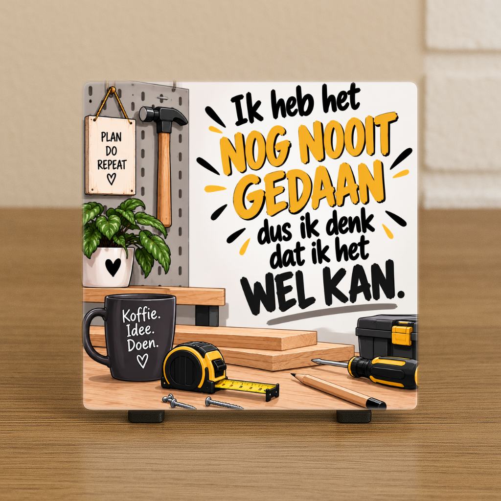 Spreuktegel: Ik heb het nog nooit gedaan, dus ik denk dat ik het wel kan.