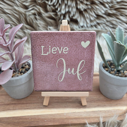 Robuust wenstegeltje:  Lieve Juf