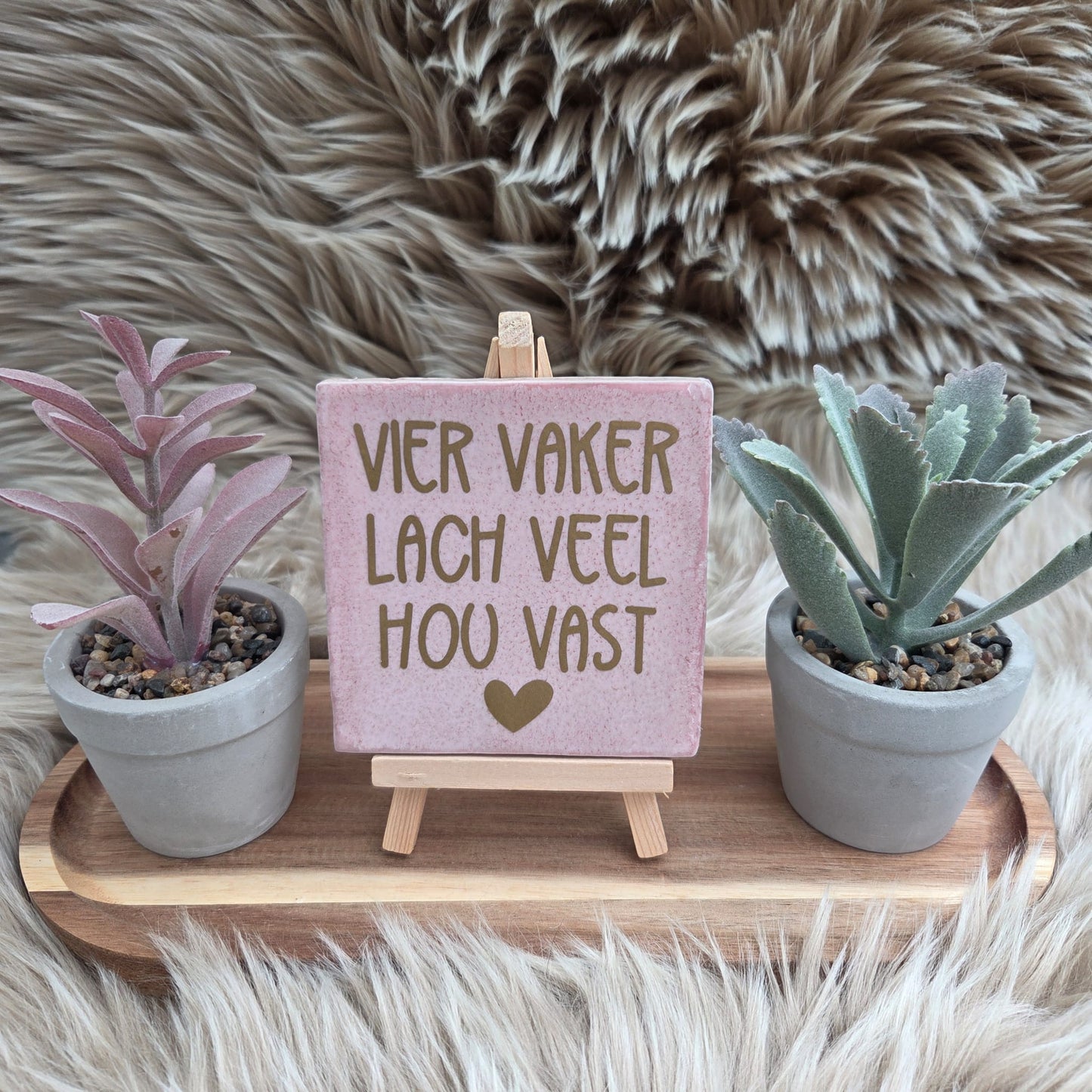 Robuust wenstegeltje: Vier vaker lach veel hou vast