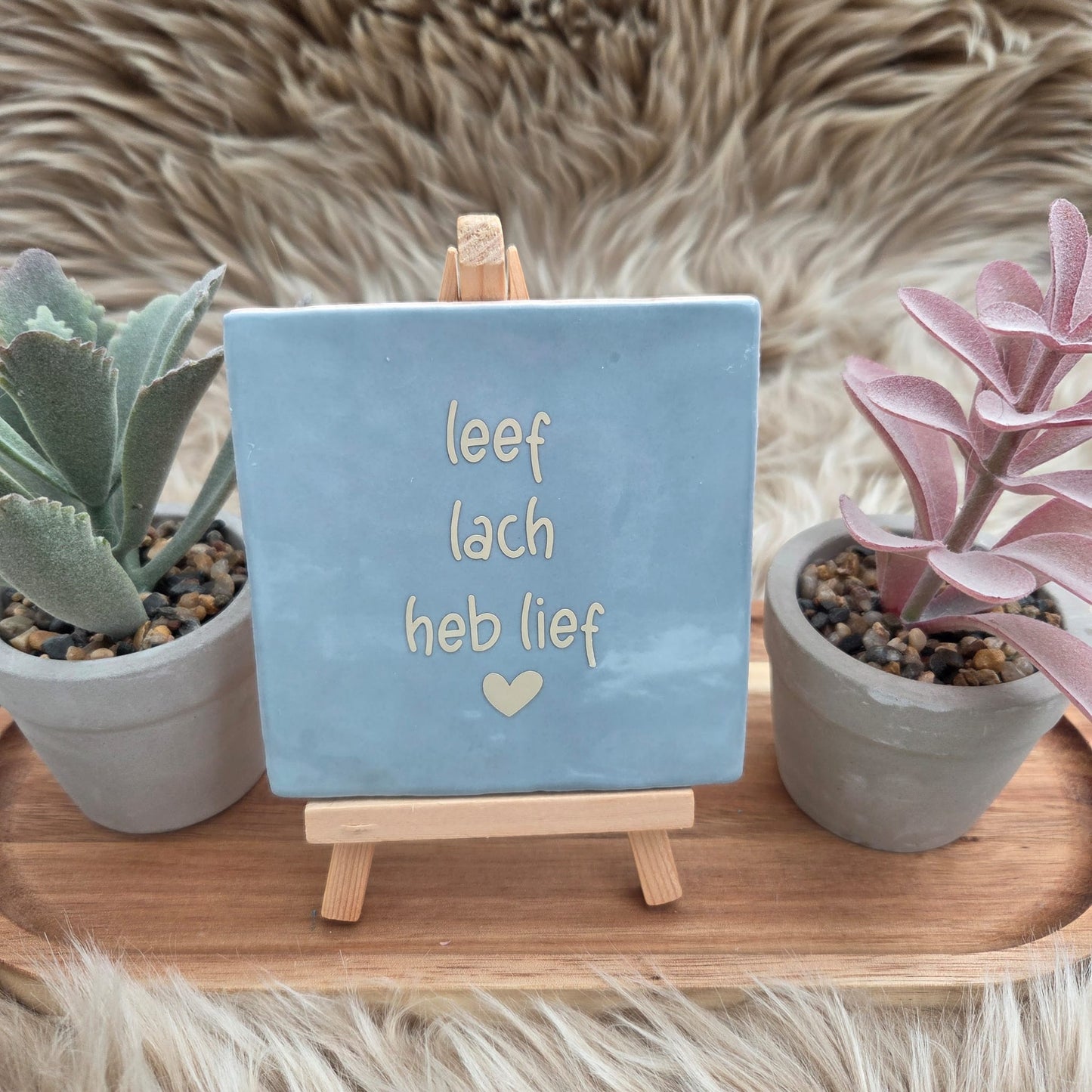Robuust wenstegeltje: Leef lach heb lief