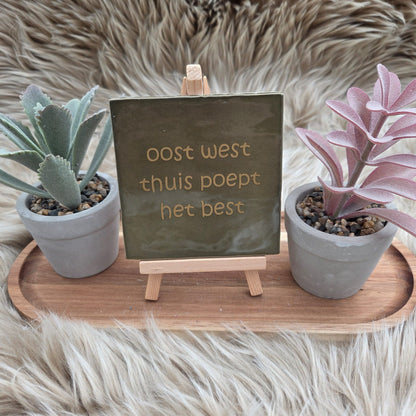 Robuust wenstegeltje:  oost west thuis poept het best