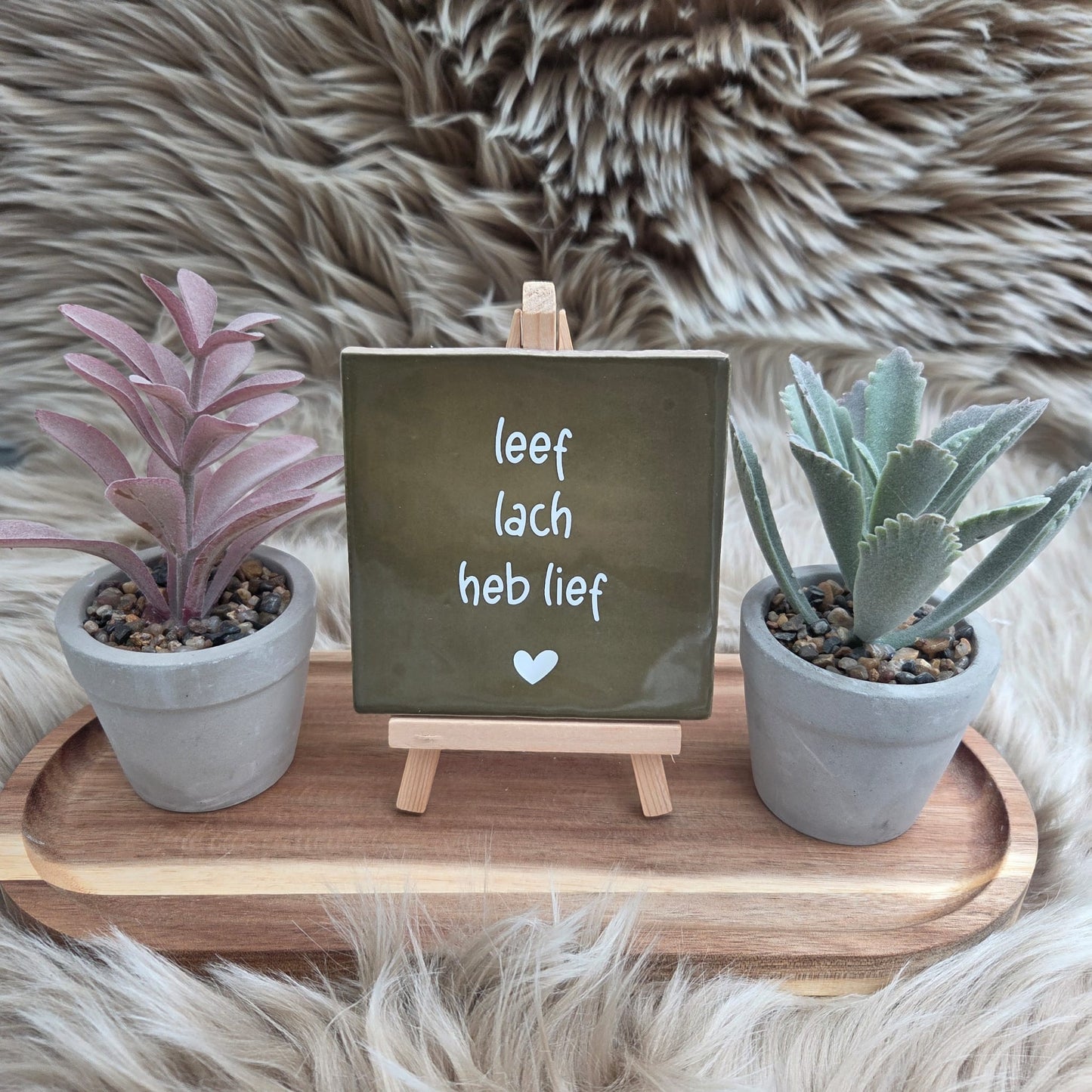 Robuust wenstegeltje: Leef lach heb lief
