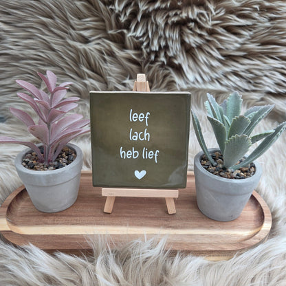 Robuust wenstegeltje: Leef lach heb lief