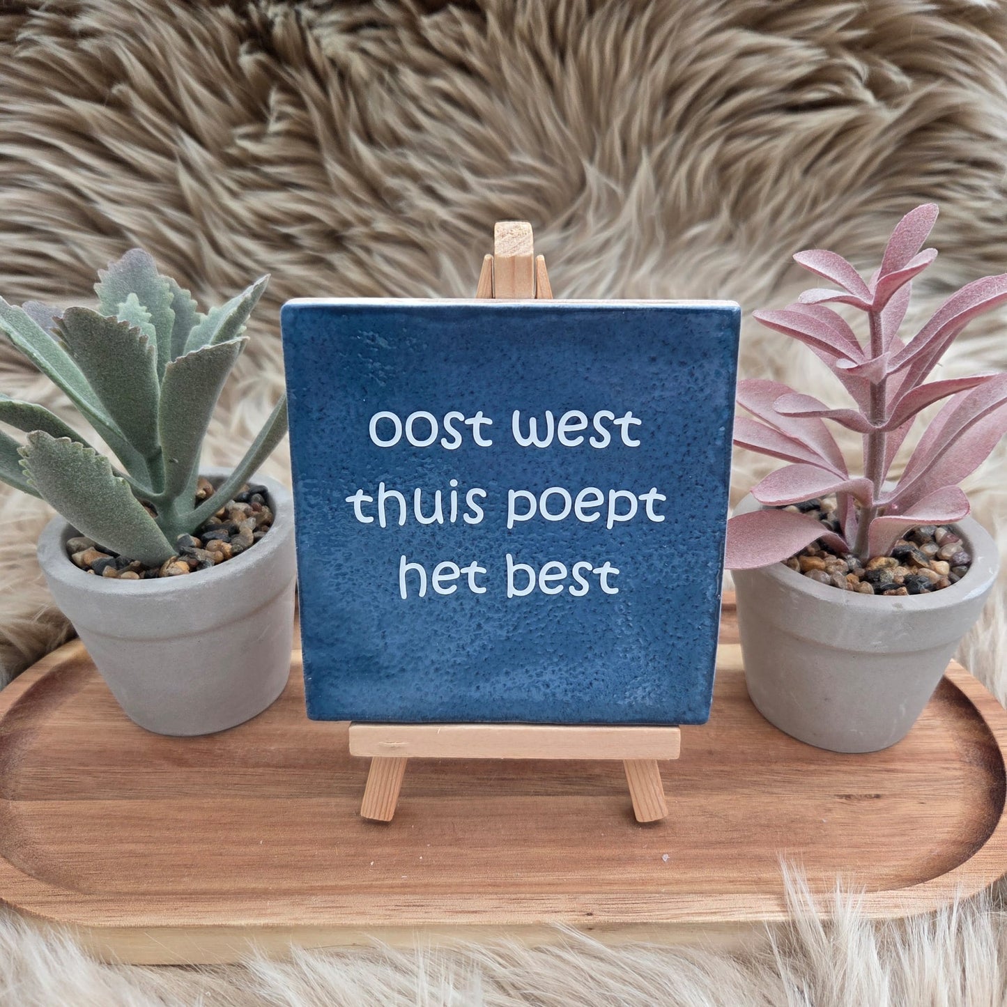 Robuust wenstegeltje:  oost west thuis poept het best