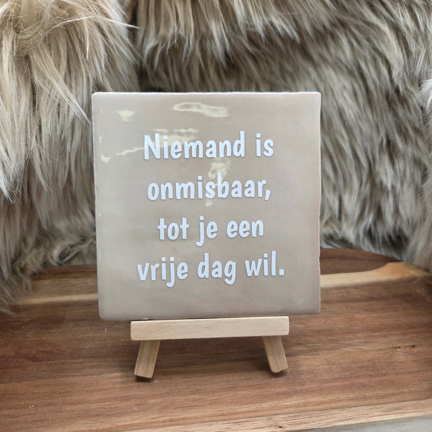 Robuust wenstegeltje: Niemand is onmisbaar, tot je een vrije dag wil.