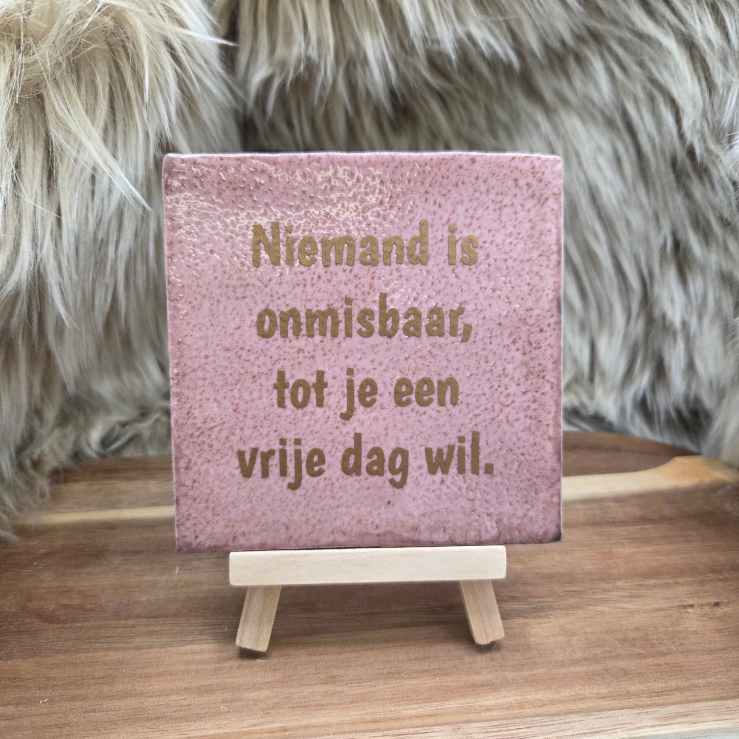 Robuust wenstegeltje: Niemand is onmisbaar, tot je een vrije dag wil.