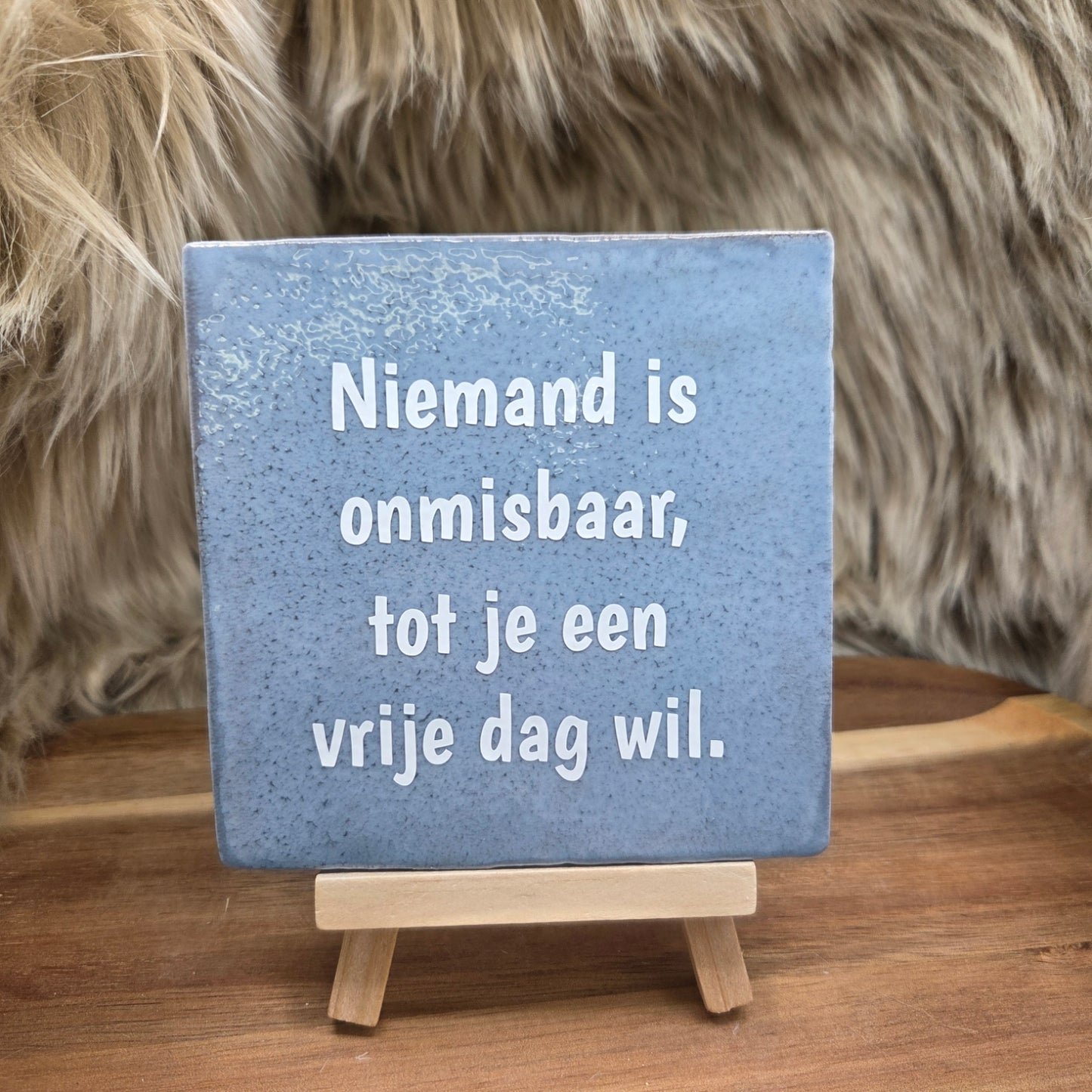 Robuust wenstegeltje: Niemand is onmisbaar, tot je een vrije dag wil.