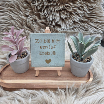 Robuust wenstegeltje:  Zo blij met een juf zoals jij!