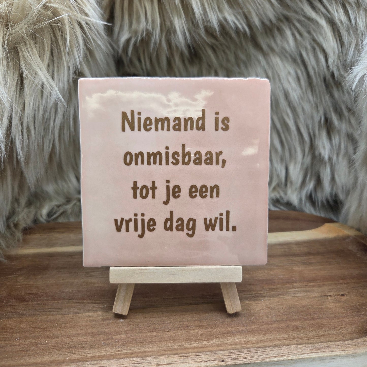 Robuust wenstegeltje: Niemand is onmisbaar, tot je een vrije dag wil.