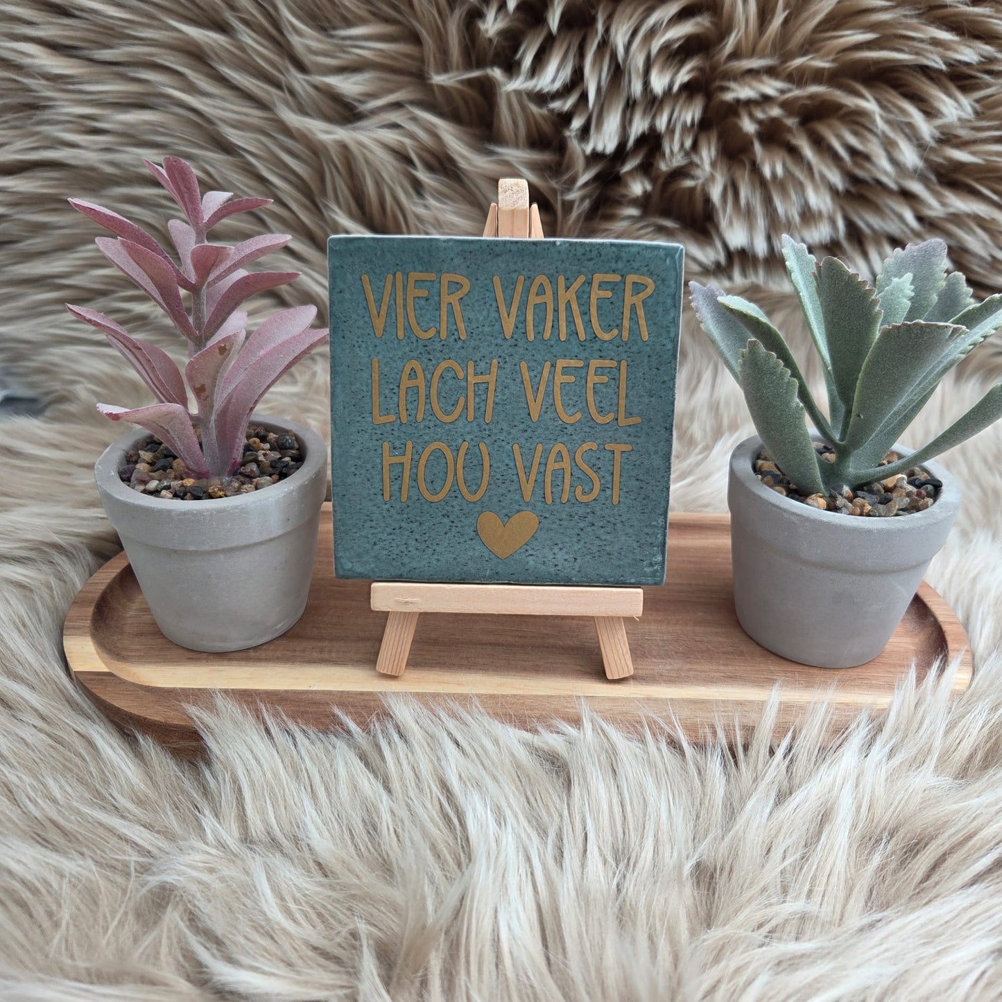 Robuust wenstegeltje: Vier vaker lach veel hou vast