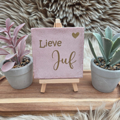 Robuust wenstegeltje:  Lieve Juf
