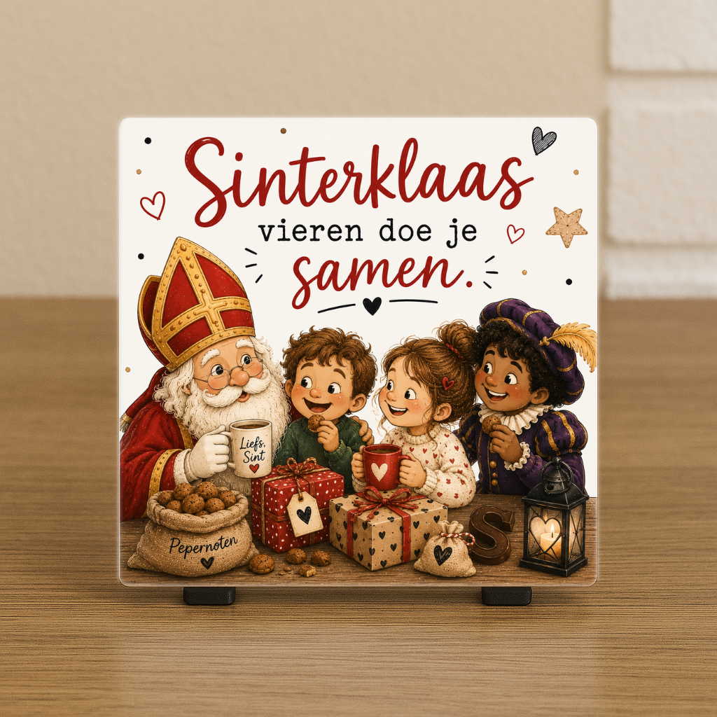 Spreuktegel: Sinterklaas vieren doe je samen.