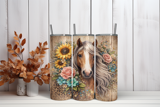 Tumbler Paard met bloemen
