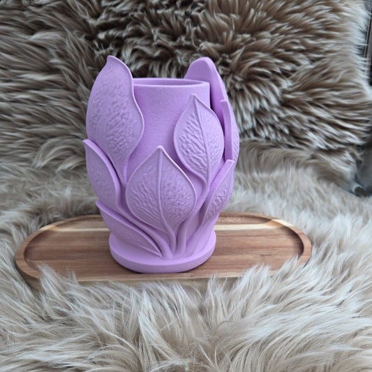 3d Geprinte Vaas met blaadjes