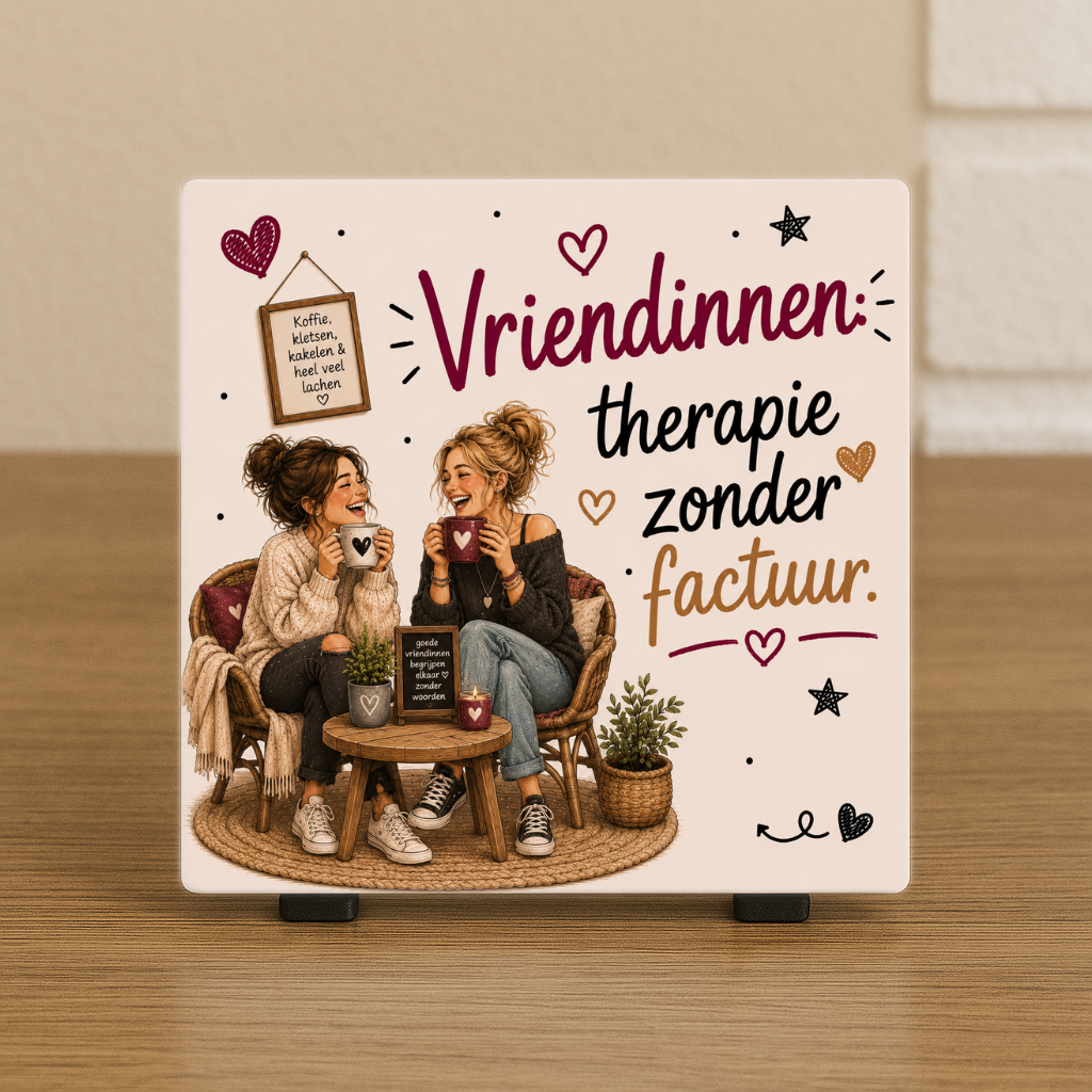 Spreuktegeltje: Vriendinnen: therapie zonder factuur