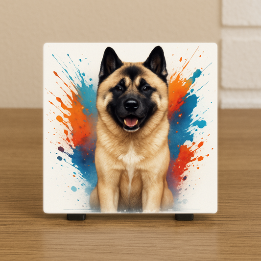 Hondenportret Tegel – Akita inu watercolor