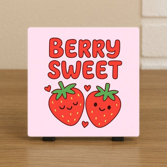 Schattige Tegel 10,5x10,5 cm – “Berry Sweet” – Fruitige Decoratie Cadeau