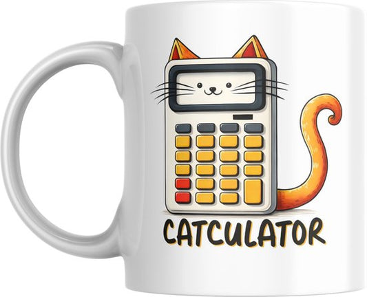 Mok – Catculator | Grappige Kat met Rekenmachine Design | Cadeau voor Kattenliefhebbers
