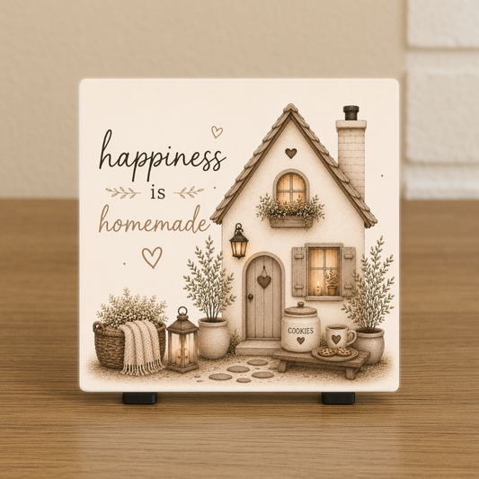 Spreuktegeltje: Happiness is homemade