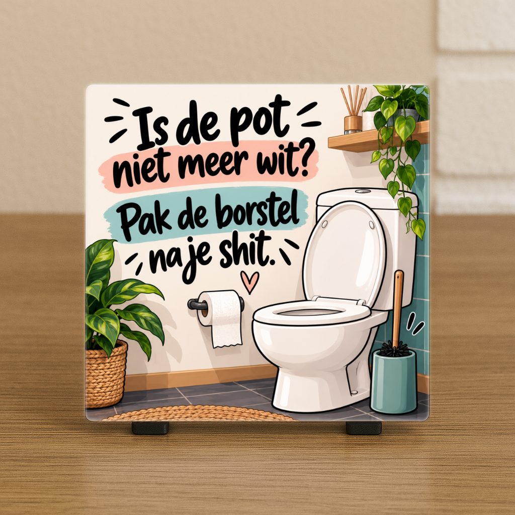 Spreuktegel: Is de pot niet meer wit? Pak de borstel na je shit.