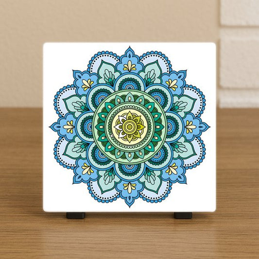 Decoratieve tegel 10,5 x 10,5 cm – Mandala Design – Keramiek – Cadeau & Interieur