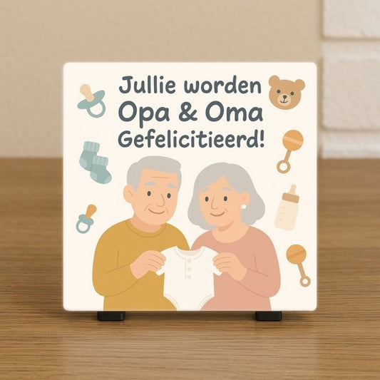 Spreuktegel – “Jullie Worden Opa & Oma – Gefeliciteerd!” – Origineel Zwangerschap Aankondiging Cadeau – Zwanger