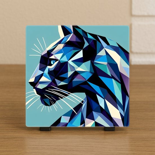 Decoratieve Tegel Panter Abstract – Keramiek 10,5x10,5 cm – Moderne Jungle Wanddecoratie